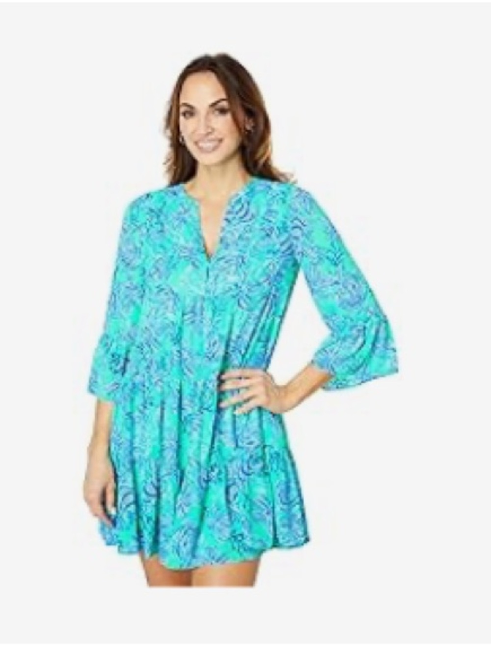 Lilly Pulitzer Gabriel Dress in Cabana Green Keepin it Reel. Size 4. EUC